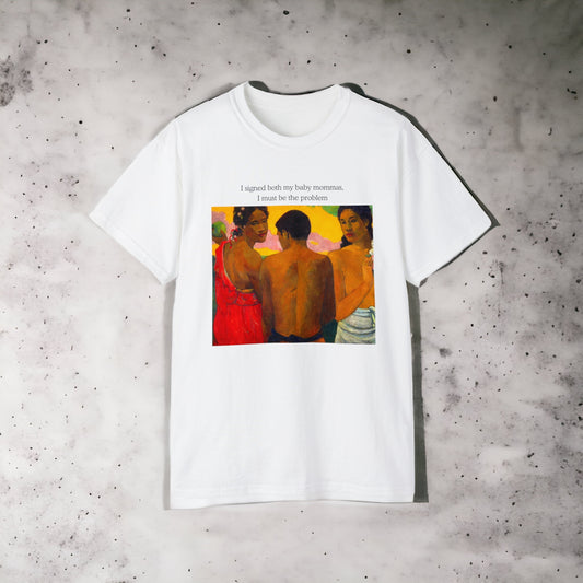 Arte - Three Tahitians, Paul Gauguin - Blueface - Unisex Ultra Cotton White Tee