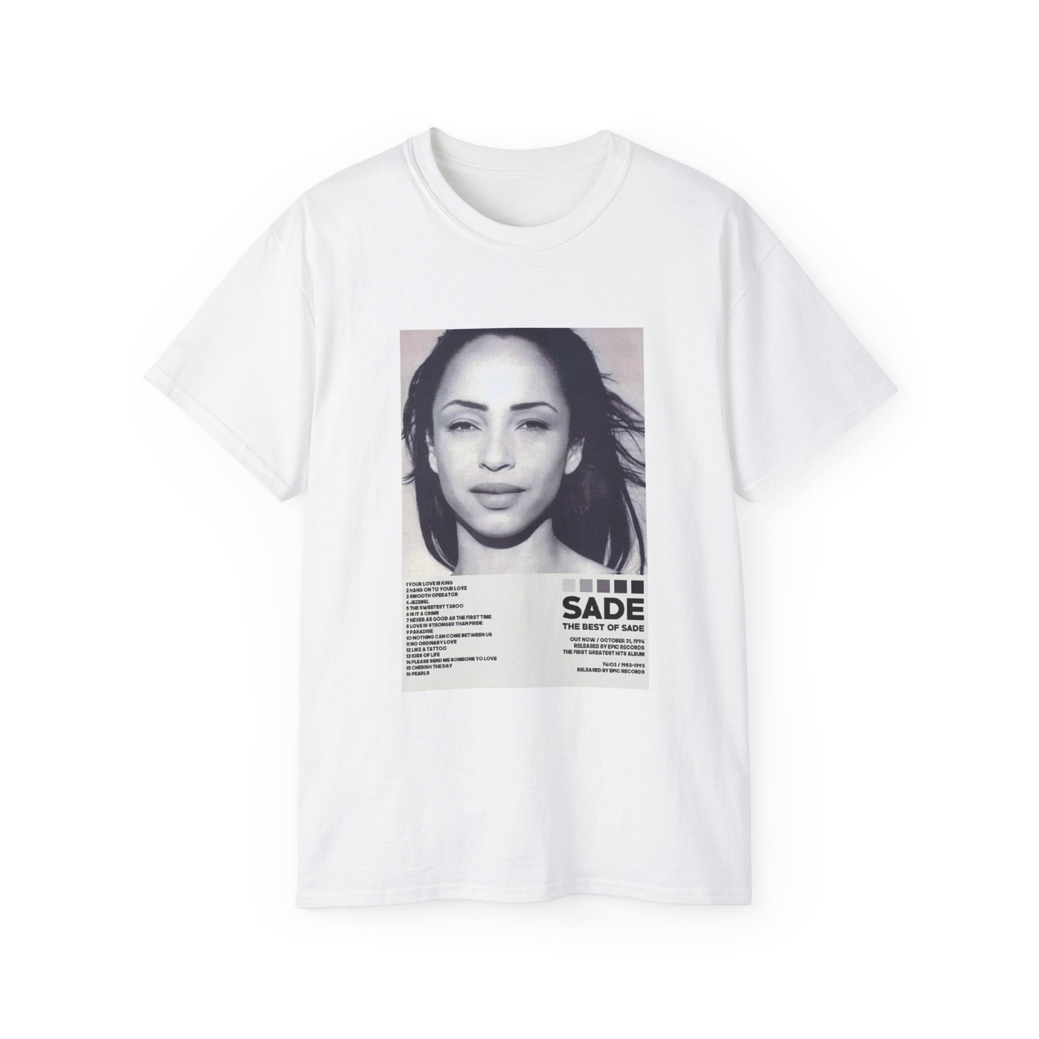 t-shirt unisexe 100% coton blanc Atelier 20h20 imprimé "chanteuse sade"