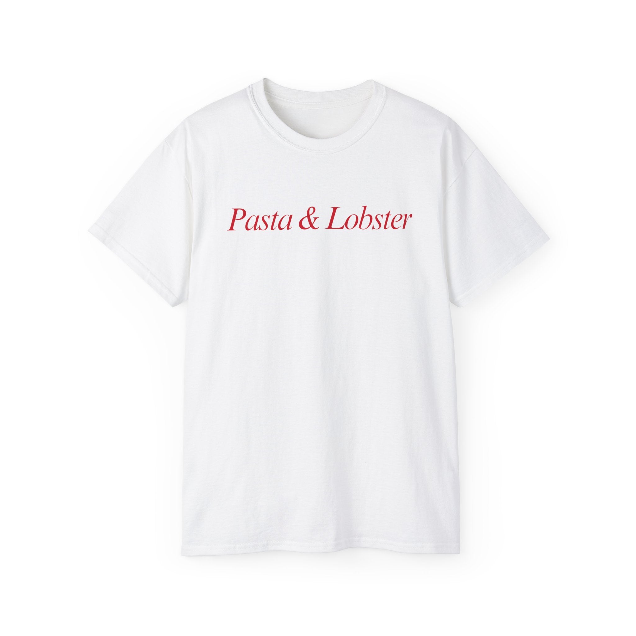 t-shirt unisexe 100% coton blanc avec imprimé pasta & lobster par Atelier 20h20