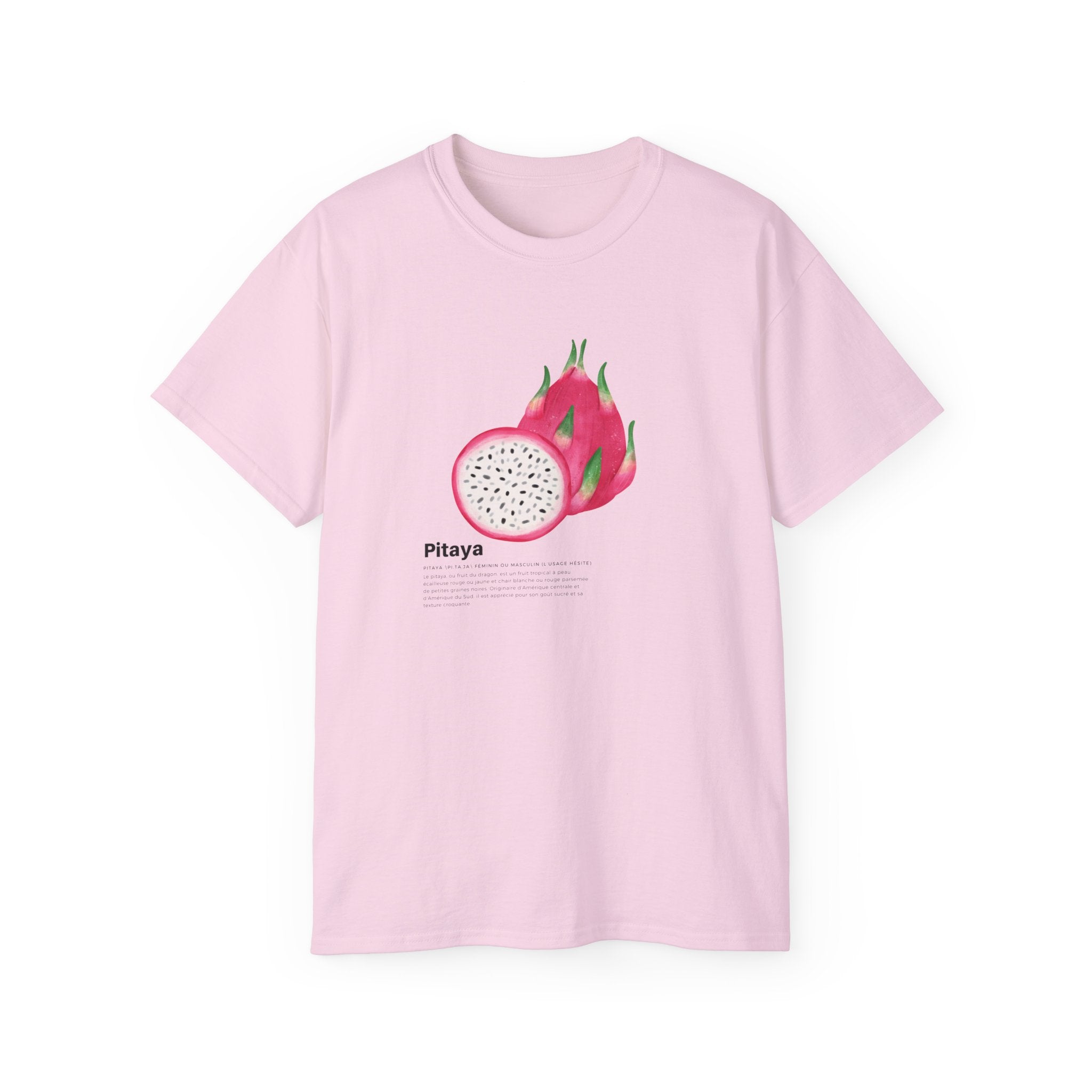 t-shirt unisexe 100% coton rose avec pitaya par Atelier 20h20