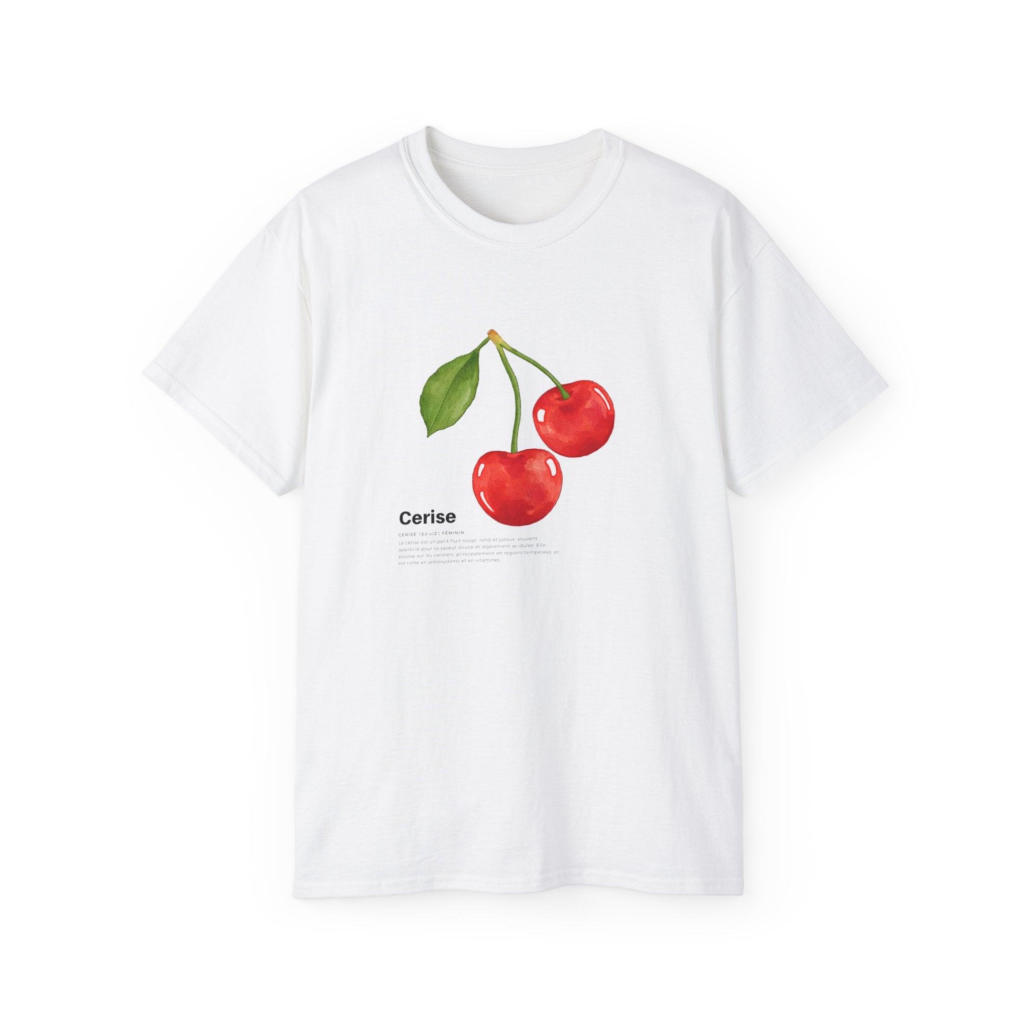 t-shirt unisexe 100% coton blanc avec cerise par Atelier 20h20