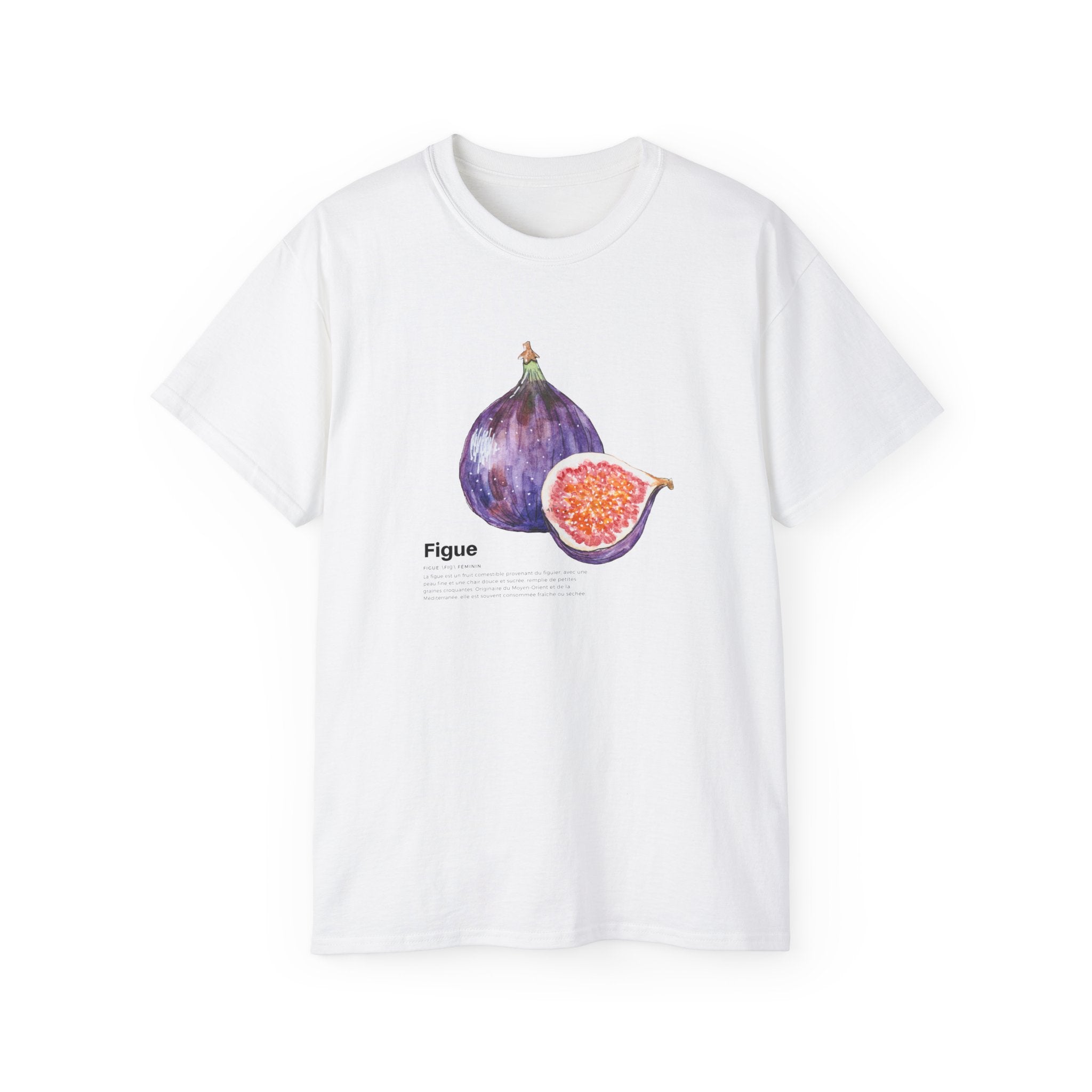 t-shirt unisexe 100% coton blanc avec imprimé figue par Atelier 20h20