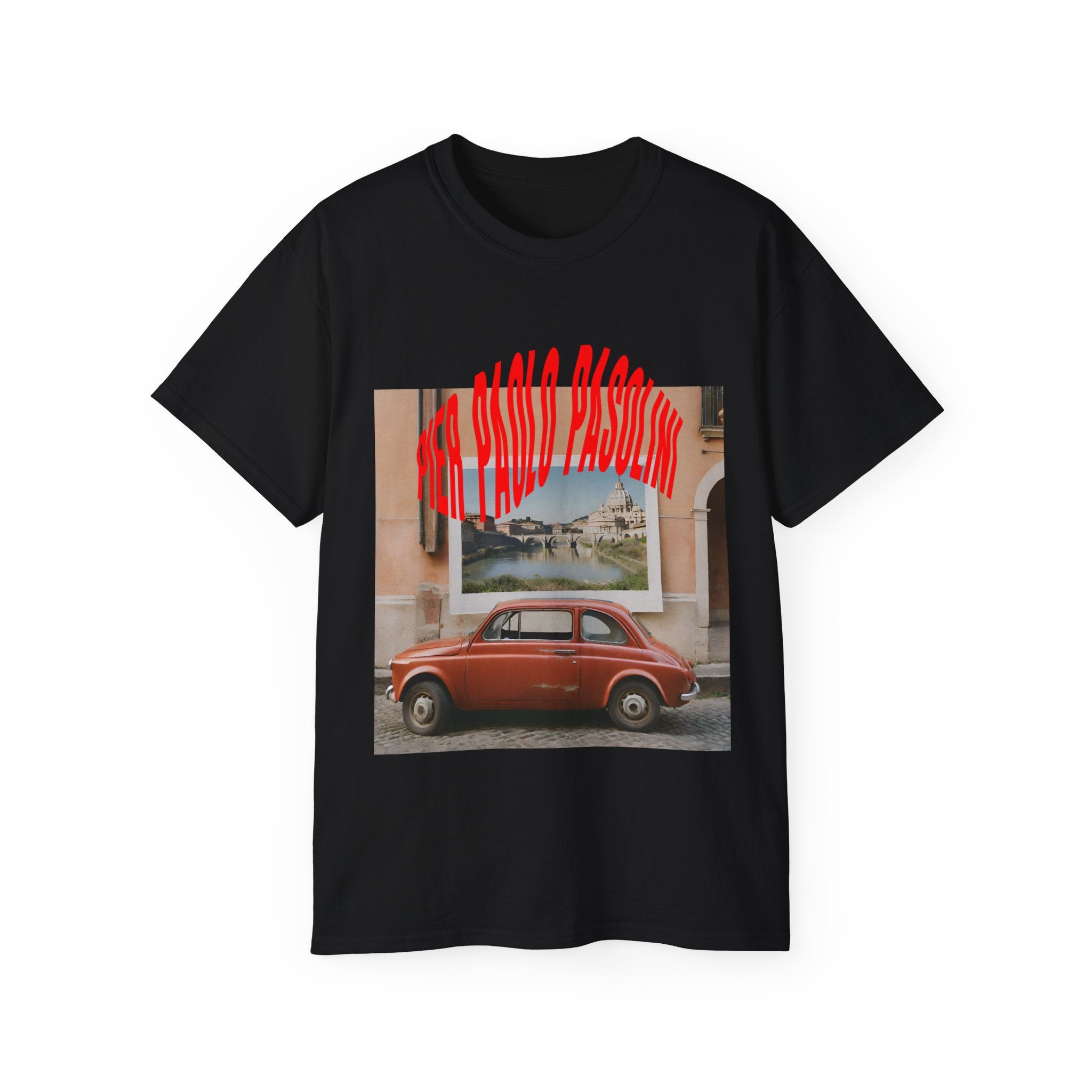t-shirt unisexe 100% coton noir avec imprimé pier paolo pasolini par Atelier 20h20