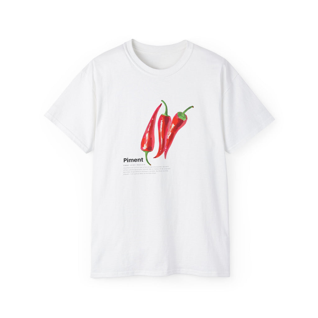 t-shirt unisexe 100% coton blanc avec piment par Atelier 20h20