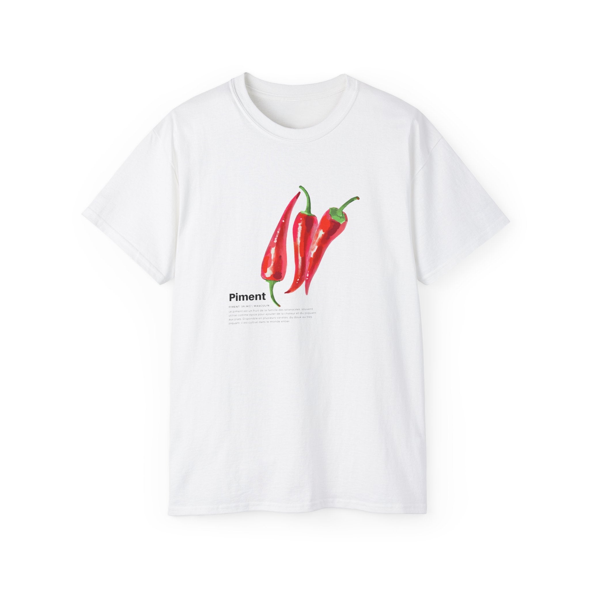 t-shirt unisexe 100% coton blanc avec piment par Atelier 20h20