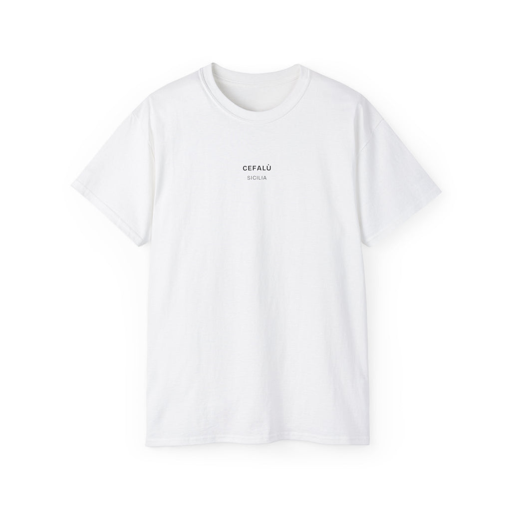 t-shirt unisexe 100% coton blanc avec imprimé cefalu par Atelier 20h20