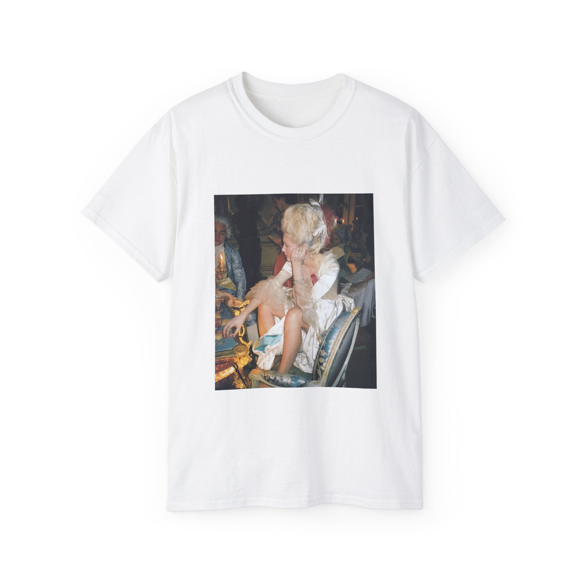 t-shirt unisexe 100% coton blanc avec imprimé marie antoinette de sofia coppola par Atelier 20h20