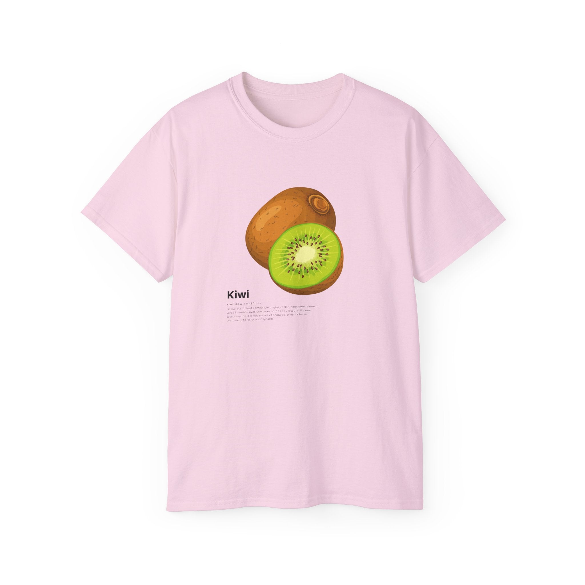 t-shirt unisexe 100% coton rose Atelier 20h20 imprimé "kiwi"