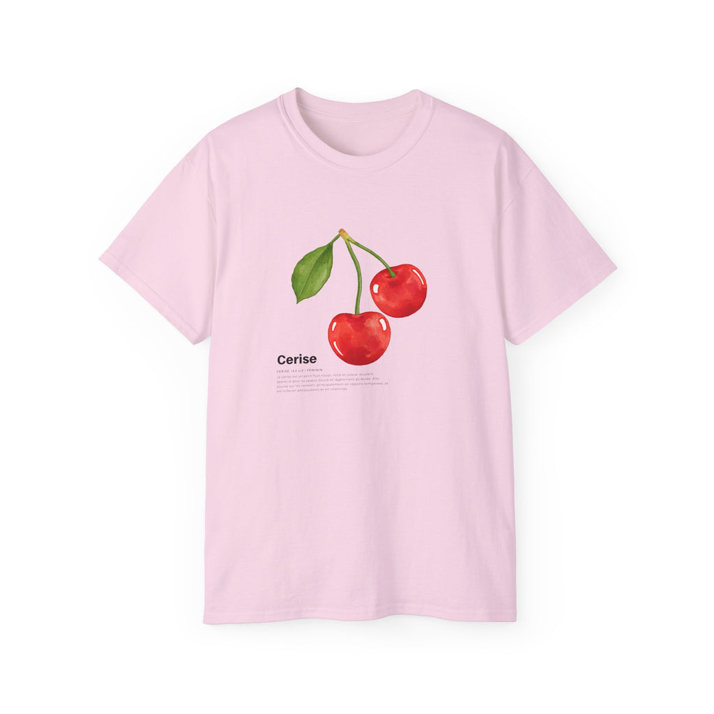 t-shirt unisexe 100% coton rose avec cerise par Atelier 20h20