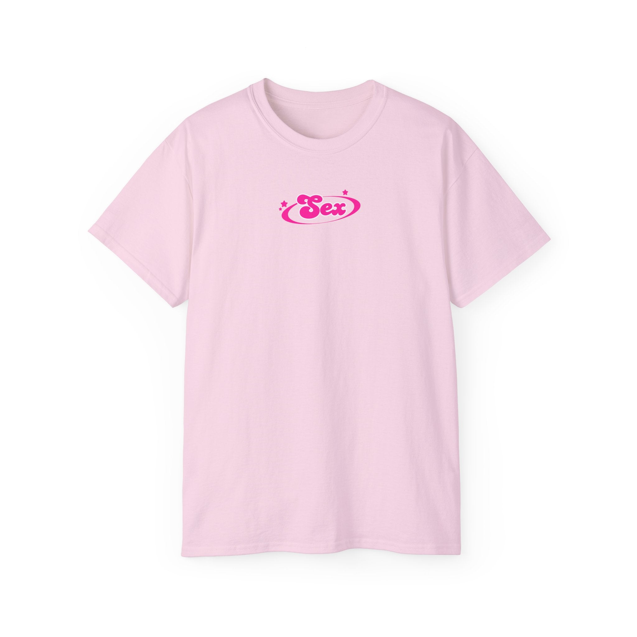 t-shirt unisexe 100% coton rose avec imprimé sex par Atelier 20h20
