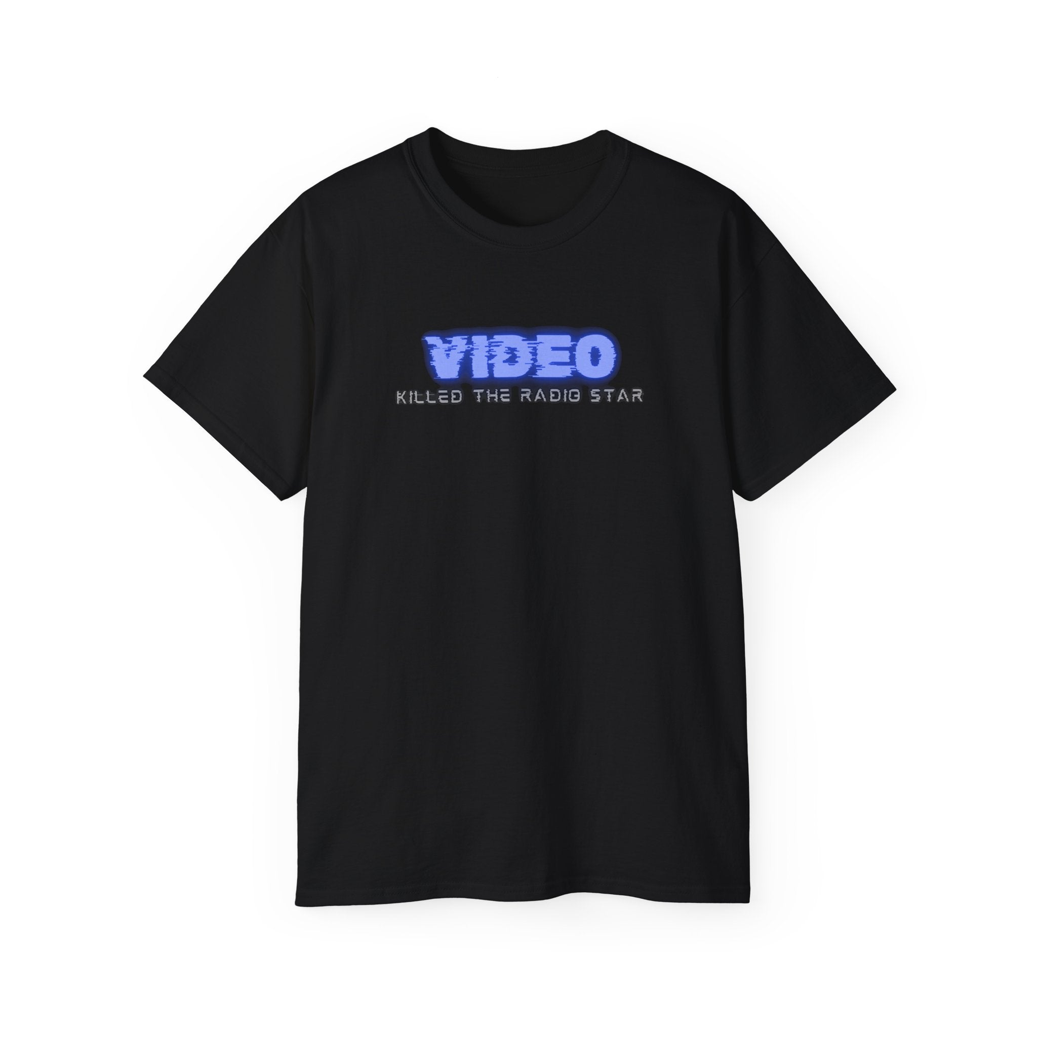 t-shirt unisexe 100% coton noir avec imprimé video killed the radio star par Atelier 20h20