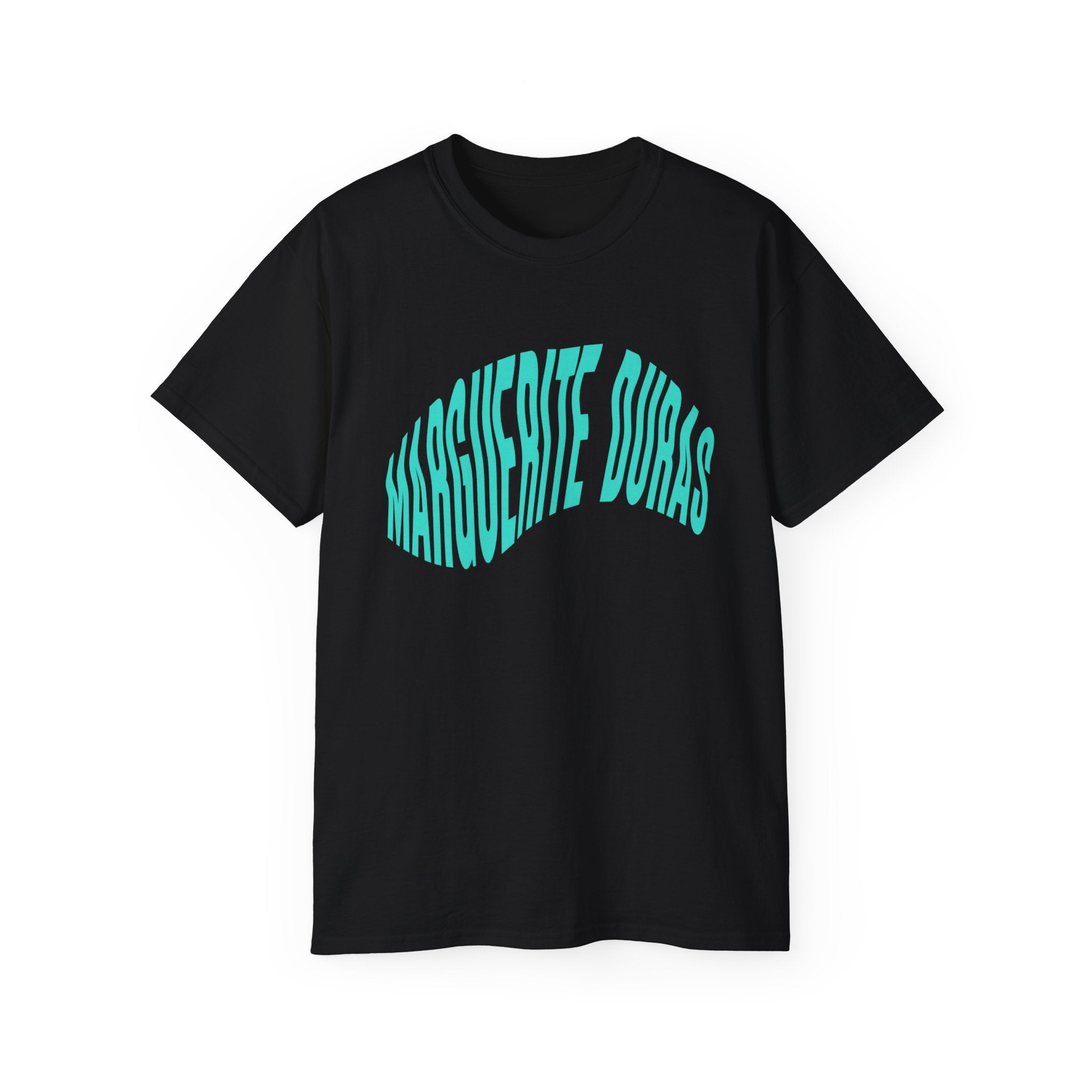 t-shirt unisexe 100% coton noir Atelier 20h20 imprimé "marguerite duras"