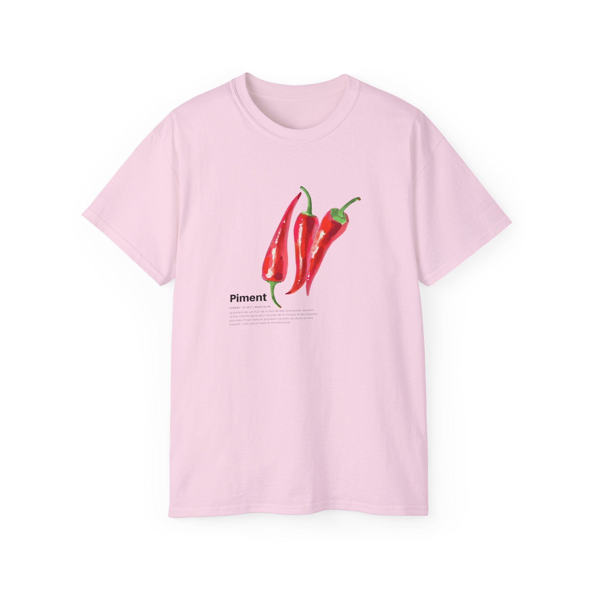 t-shirt unisexe 100% coton rose avec piment par Atelier 20h20