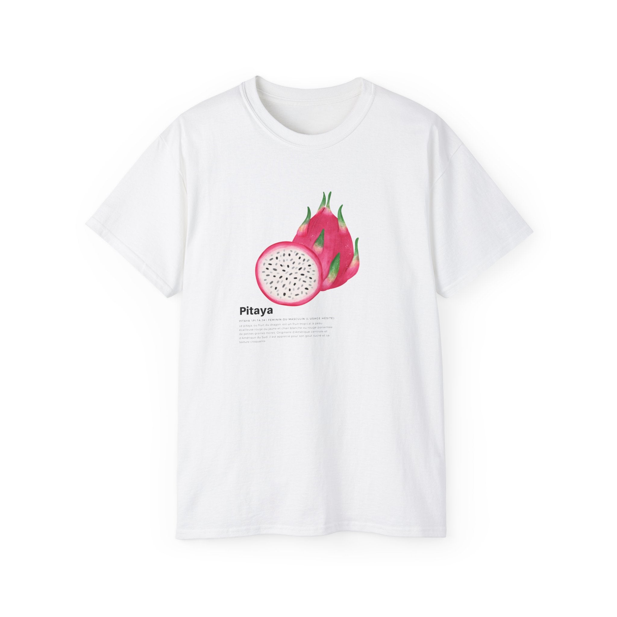 t-shirt unisexe 100% coton blanc avec pitaya par Atelier 20h20