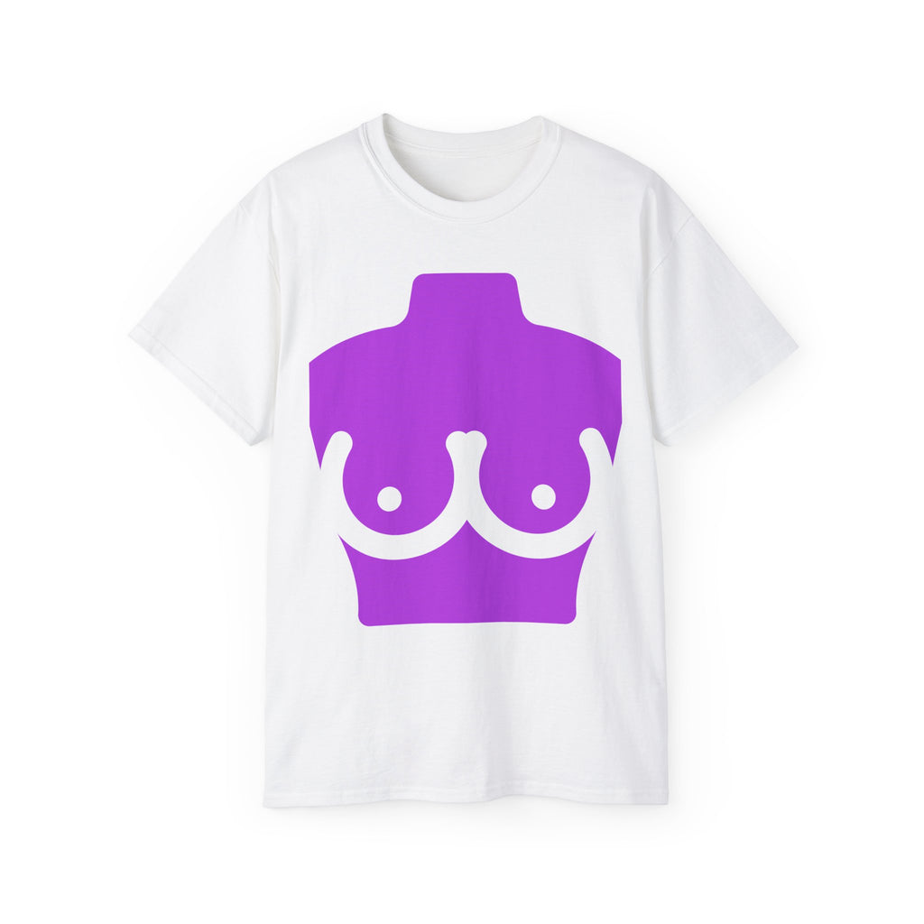 t-shirt unisexe 100% coton blanc avec imprimé corps violet par Atelier 20h20