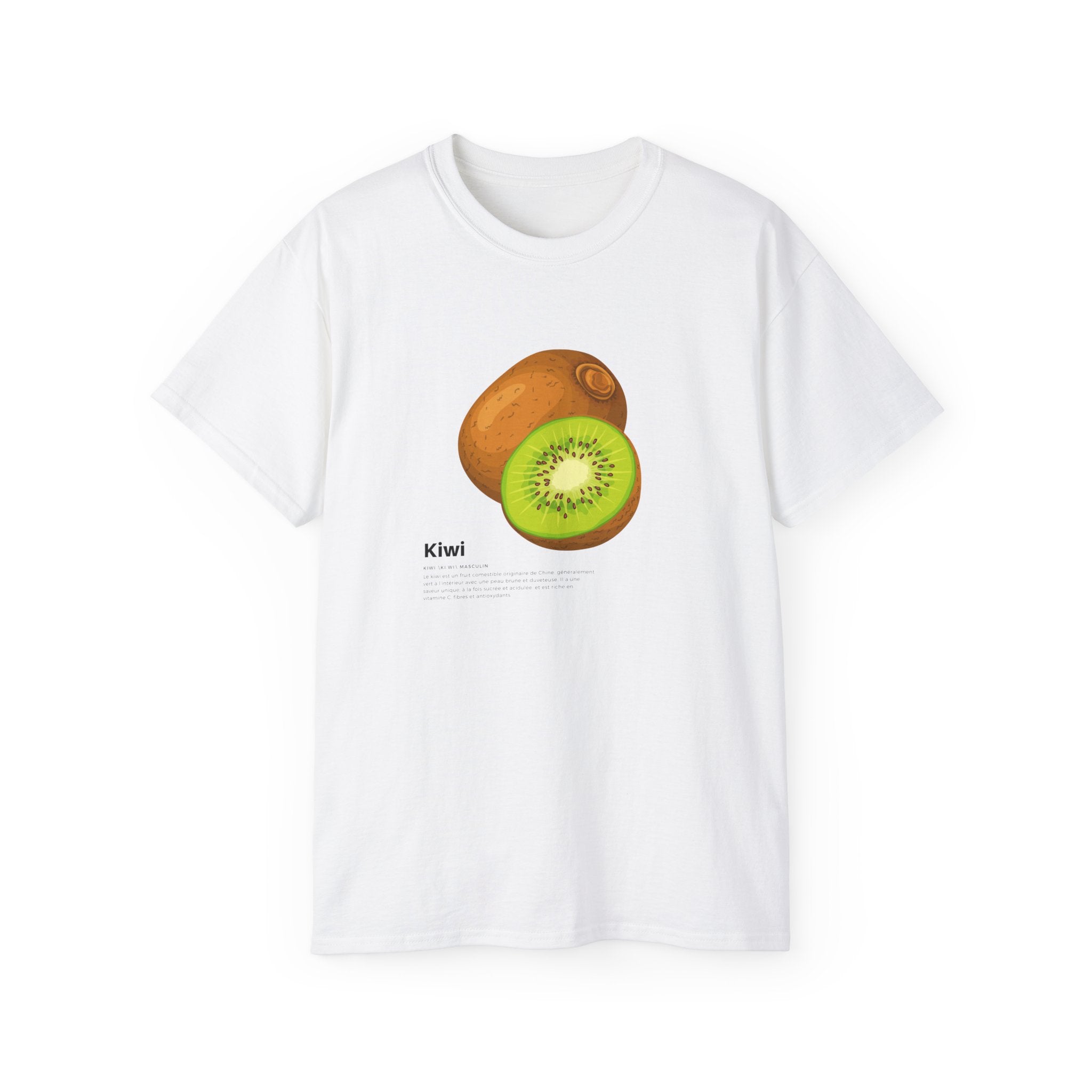 t-shirt unisexe 100% coton blanc Atelier 20h20 imprimé "kiwi"