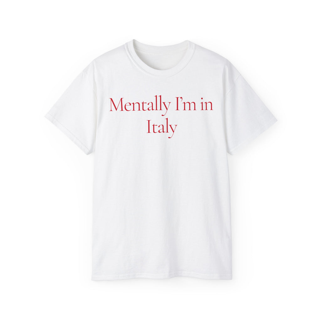 t-shirt unisexe 100% coton blanc avec imprimé italy par Atelier 20h20 