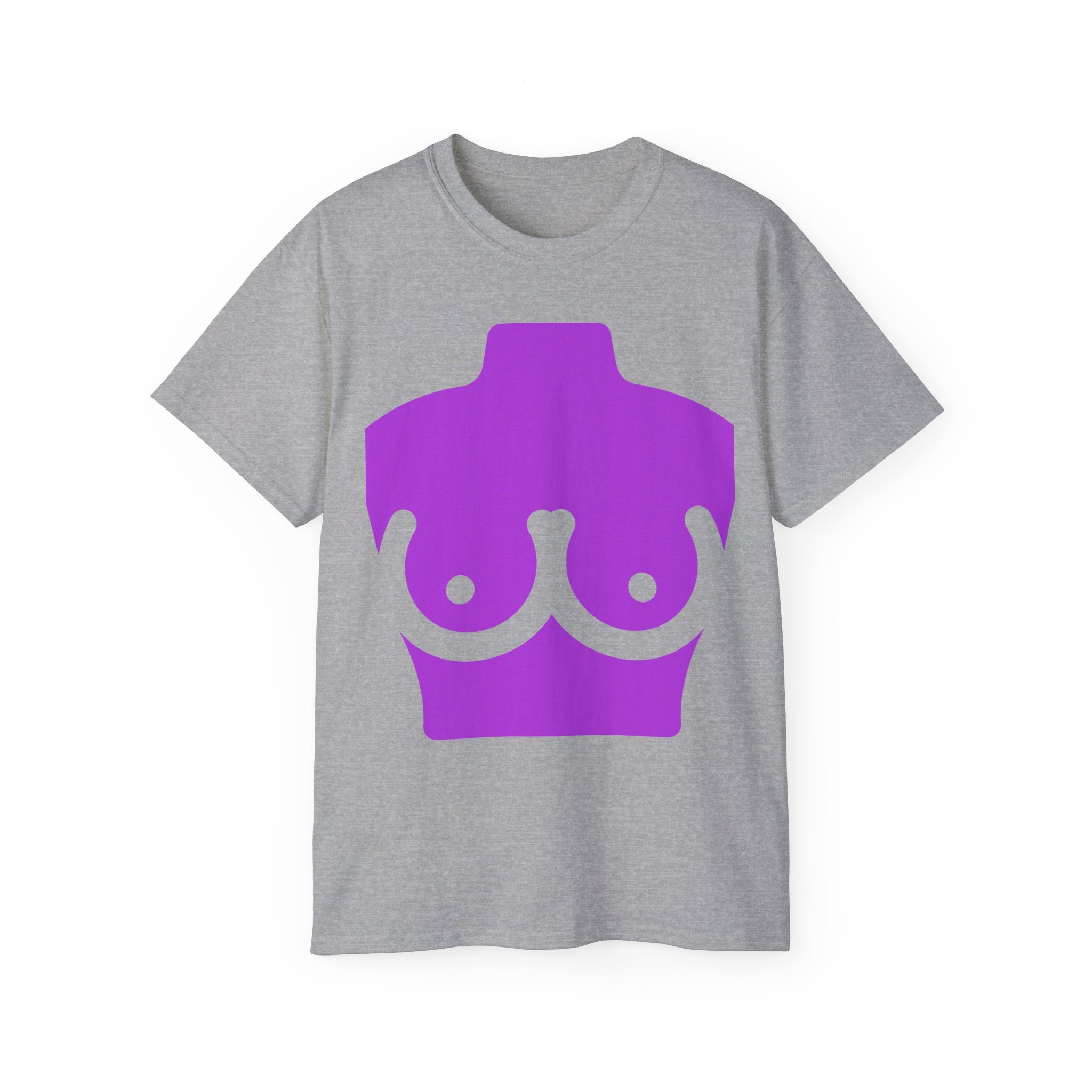 t-shirt unisexe 100% coton gris avec imprimé corps violet par Atelier 20h20