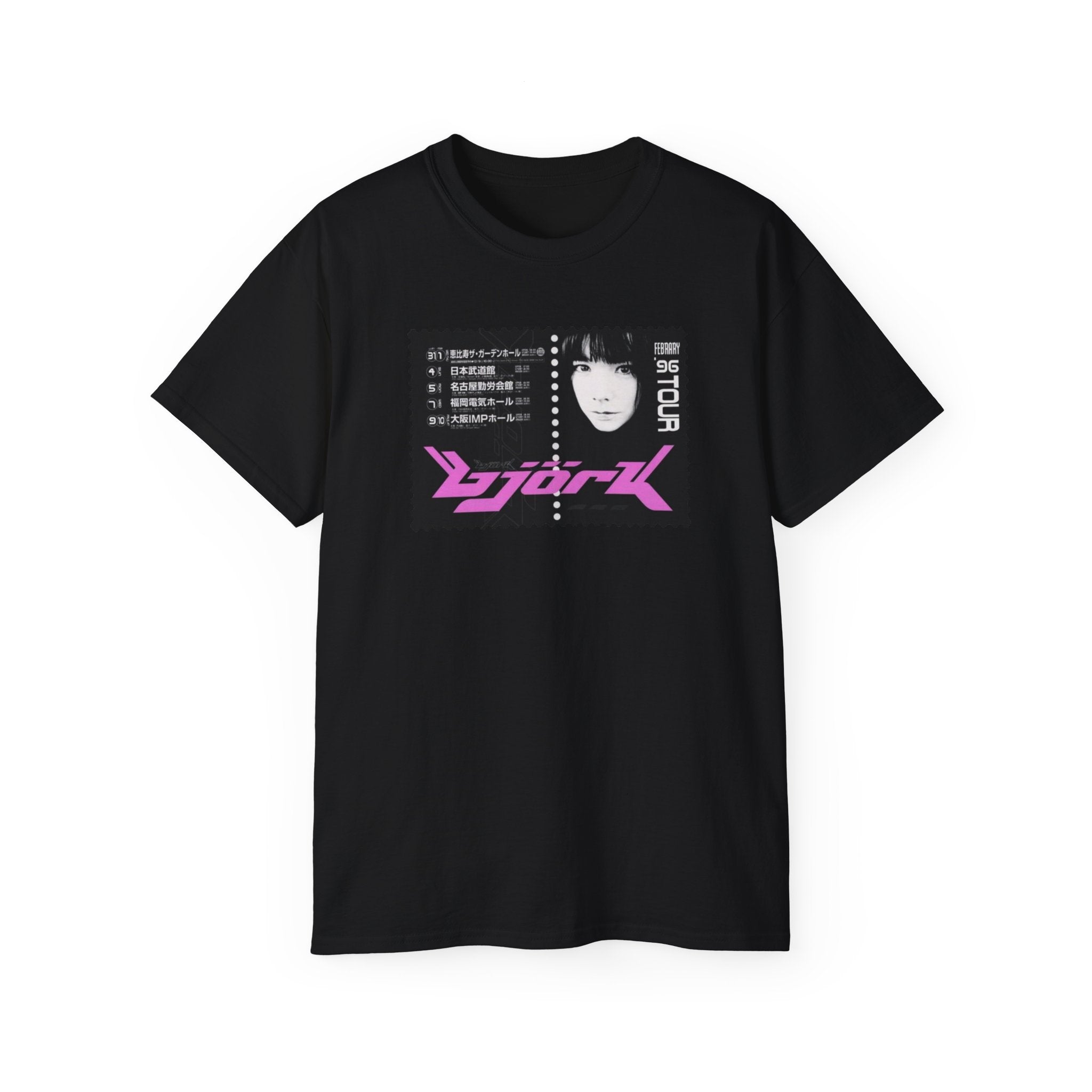 t-shirt unisexe 100% coton noir Atelier 20h20 imprimé "bjork"
