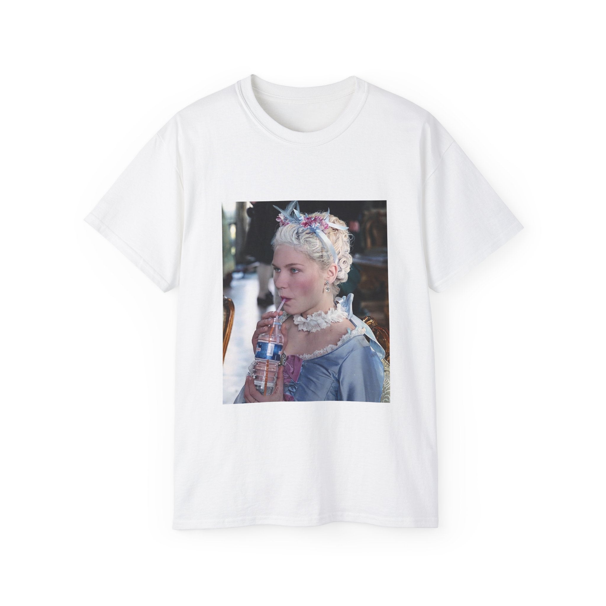 t-shirt unisexe 100% coton blanc avec imprimé marie antoinette de sofia coppola par Atelier 20h20