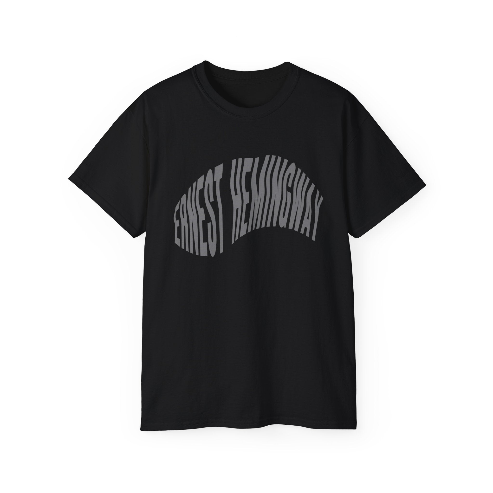 t-shirt unisexe 100% coton noir Atelier 20h20 imprimé "ernest hemingway"