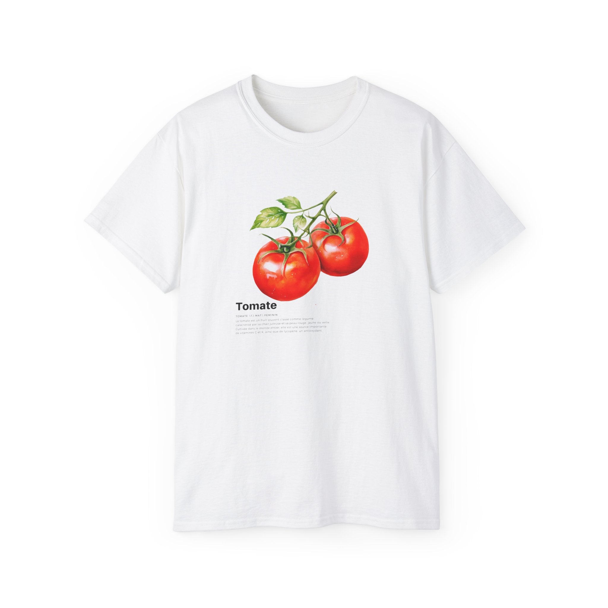 t-shirt unisexe 100% coton blanc avec tomate par Atelier 20h20