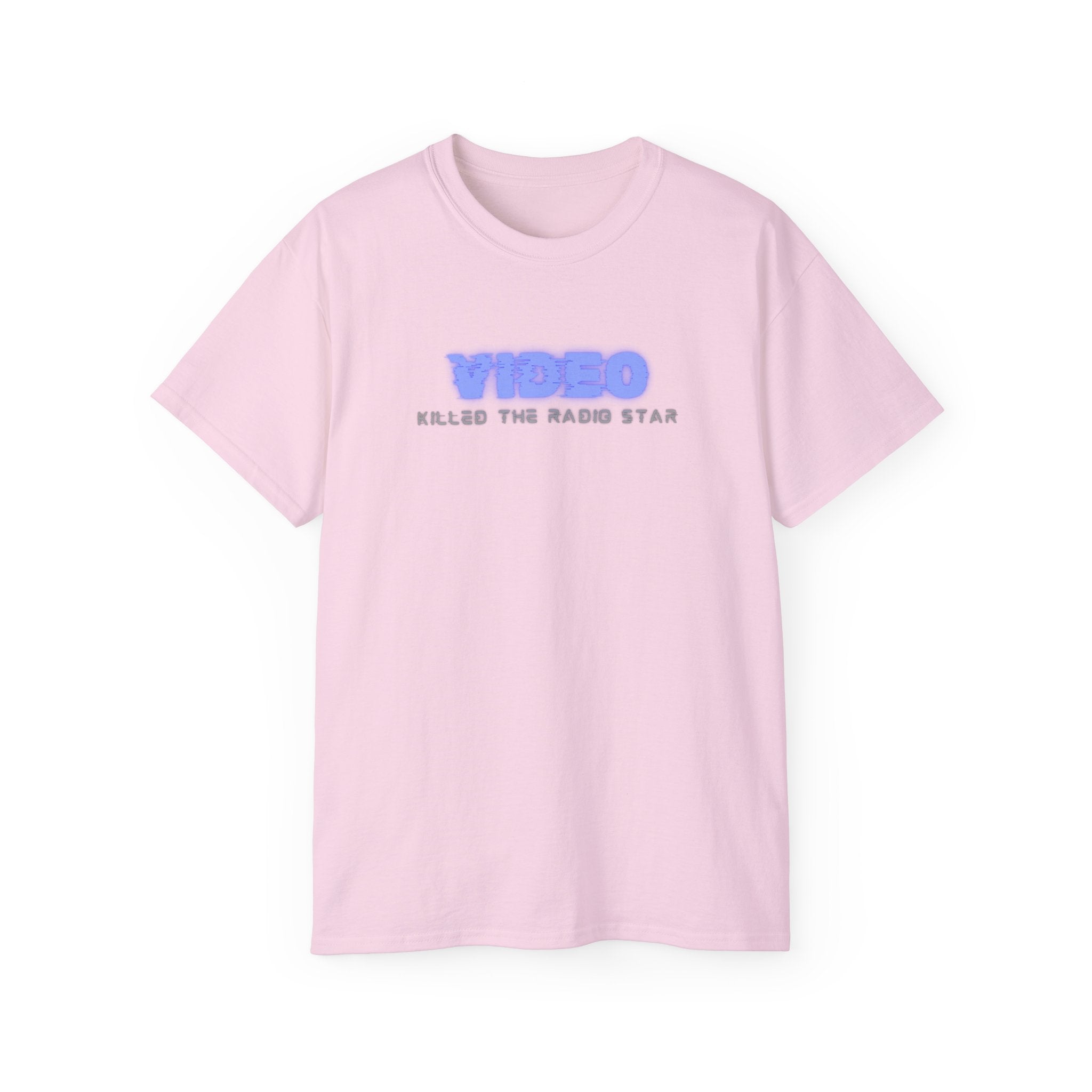 t-shirt unisexe 100% coton rose avec imprimé video killed the radio star par Atelier 20h20
