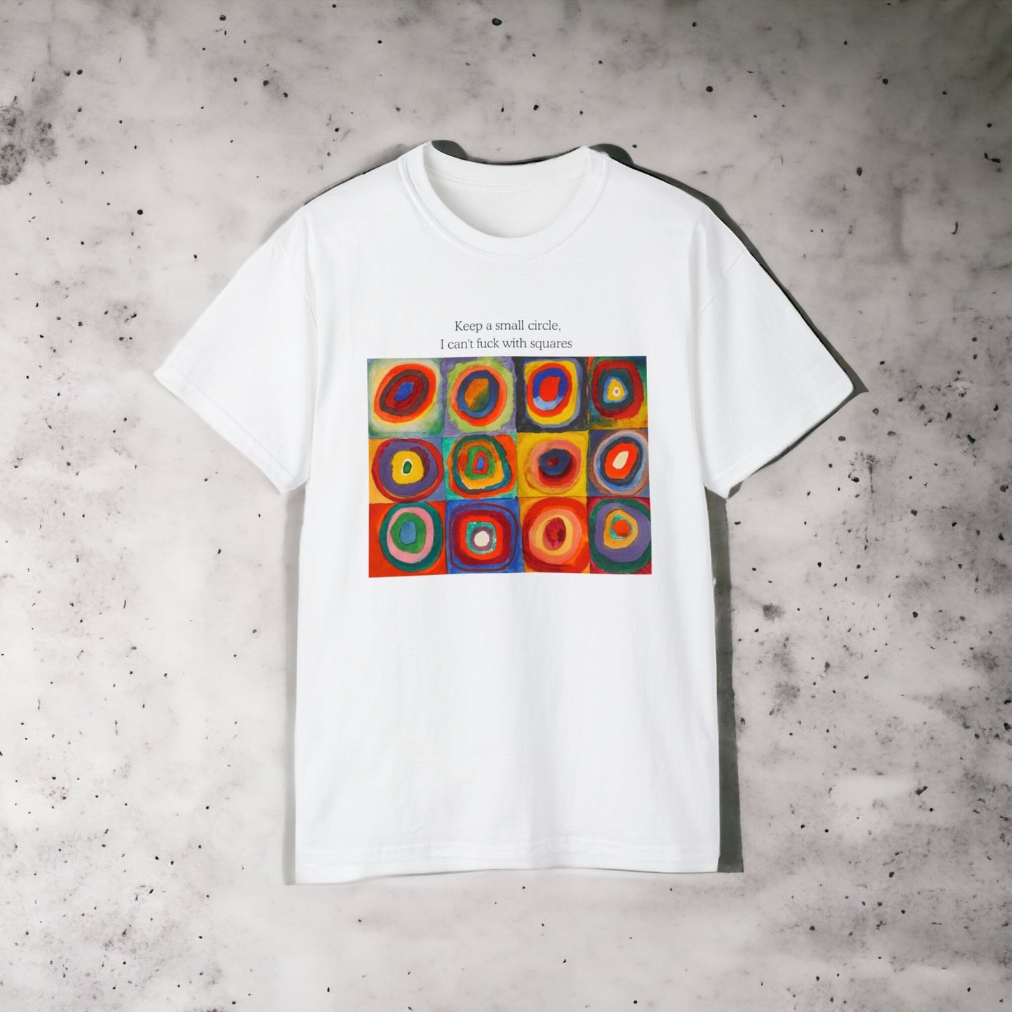 Art Tee - Color Study, Squares with Concentric Circles, Vassily Kandinsky - Playboi Carti Quote - Unisex Ultra Cotton White Tee