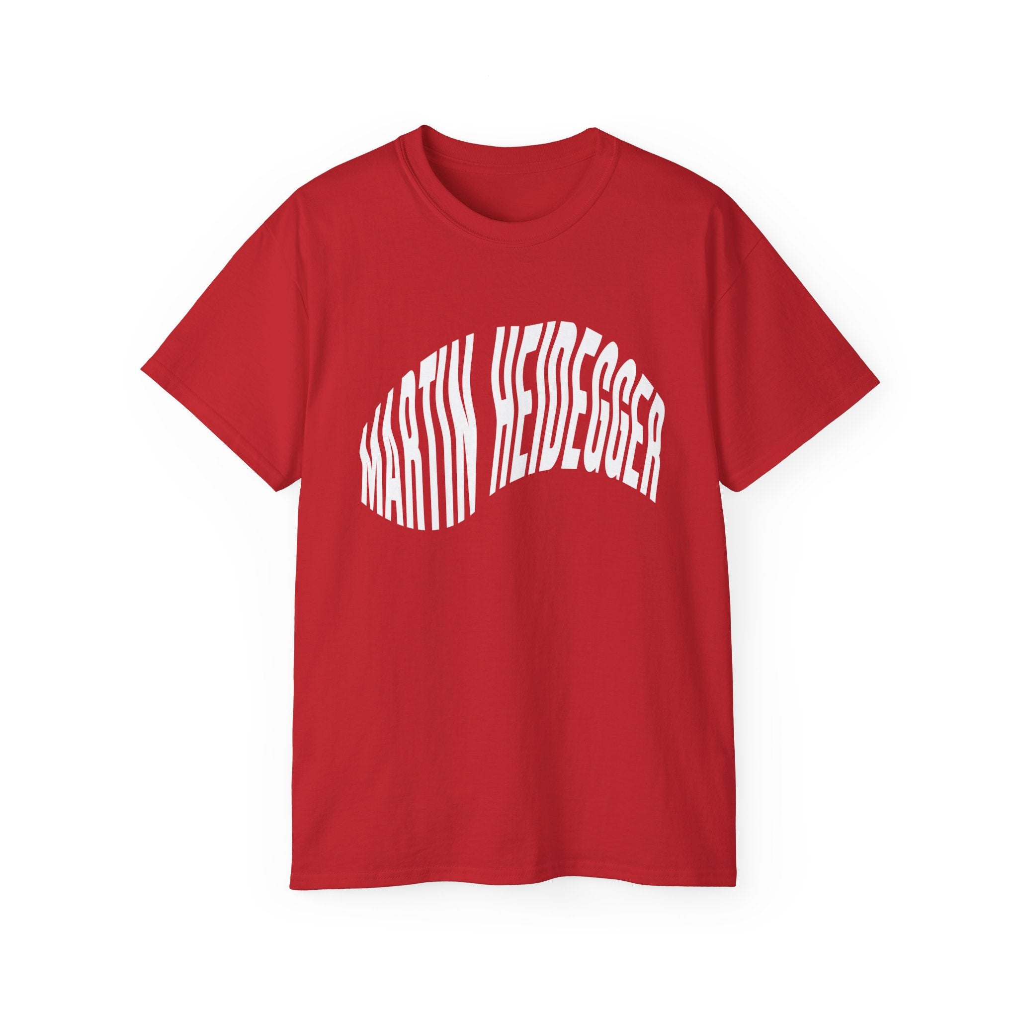 t-shirt unisexe 100% coton rouge Atelier 20h20 imprimé "martin heidegger"