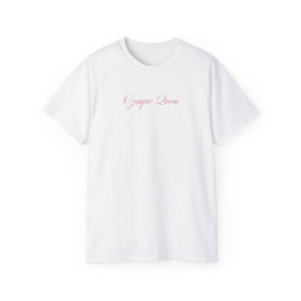 t-shirt unisexe 100% coton blanc Atelier 20h20 imprimé "ozempic queen"