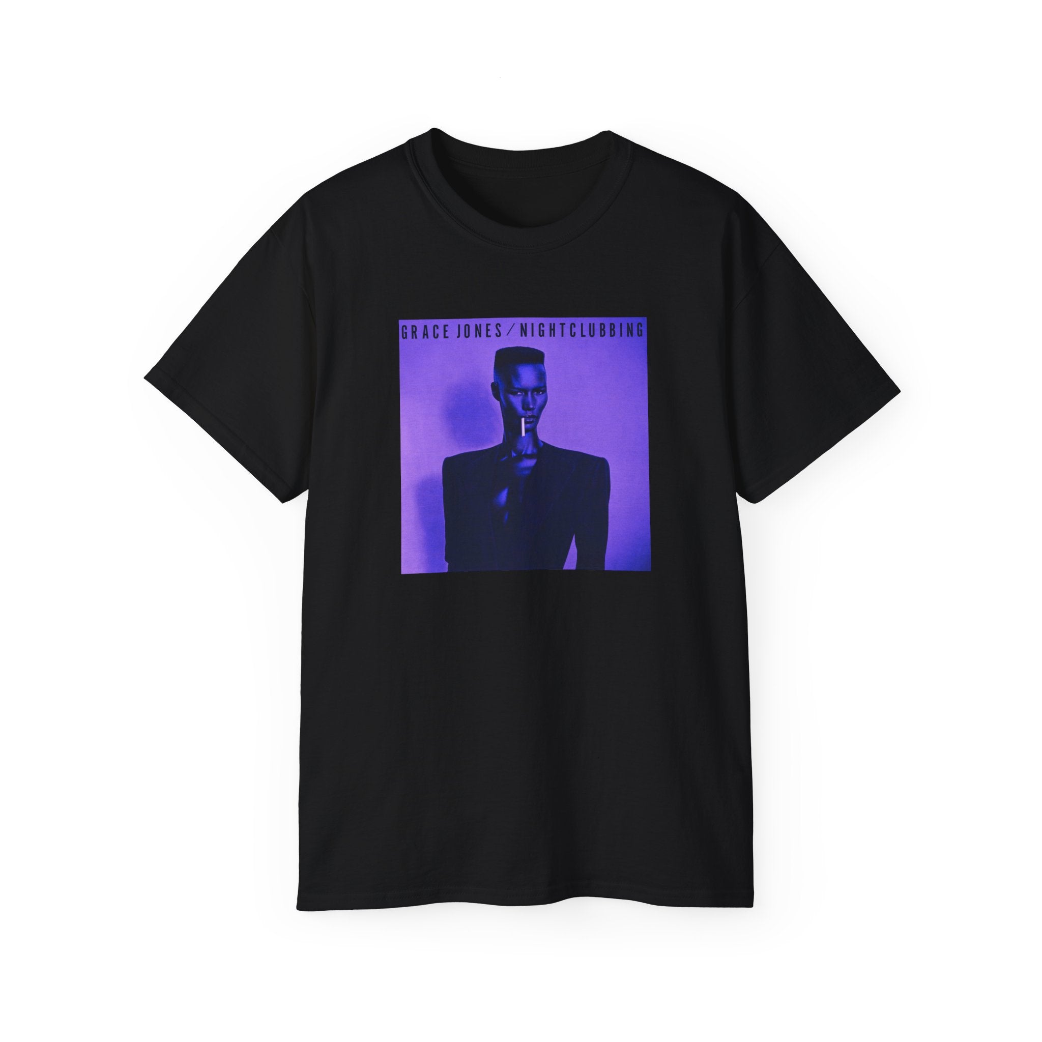 t-shirt unisexe 100% coton noir Atelier 20h20 imprimé "grace jones"