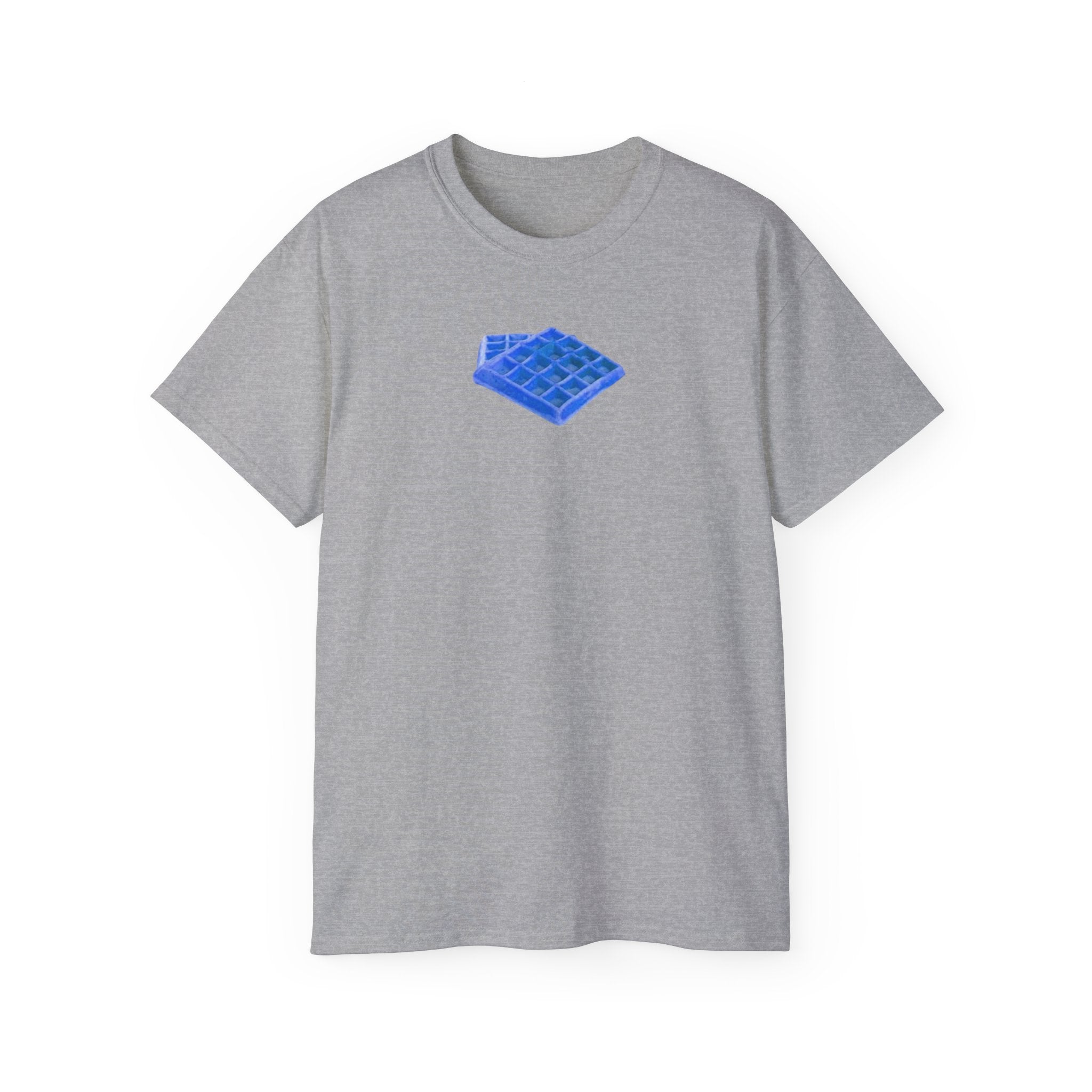 t-shirt unisexe 100% coton gris Atelier 20h20 imprimé "gauffre bleu blue waffle"