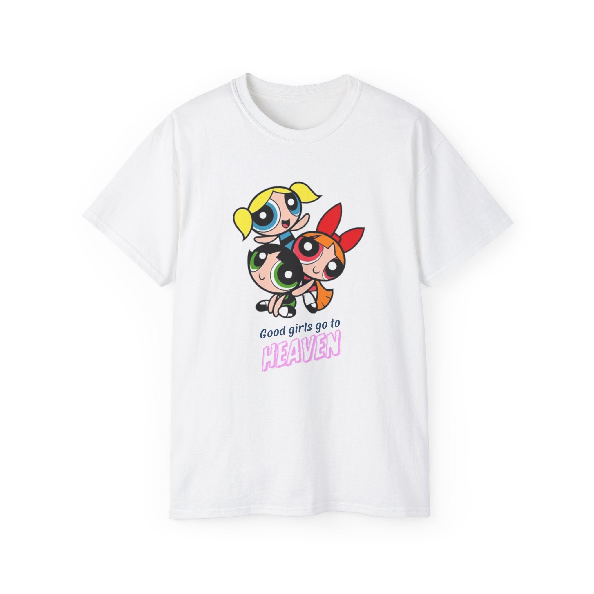 t-shirt unisexe 100% coton blanc avec imprimé powerpuff girls par Atelier 20h20